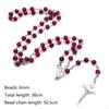62KD 6mm Rosary Glass Beads Jesus for Cross Pendant Necklace Charm Chain Jewelry Christian Gifts