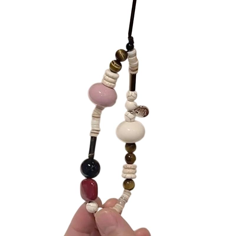Women Girls Cellphone Pendant Mobilephone Hanging Cord Elegant Turquoise Beaded Telephone Strap Jewelry Fashion Accessory