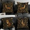 Boho Woodland Accent Animal Cushion Cover Natural Linen Organic Fabric Double-Sided Printing Breathable For Home Decor