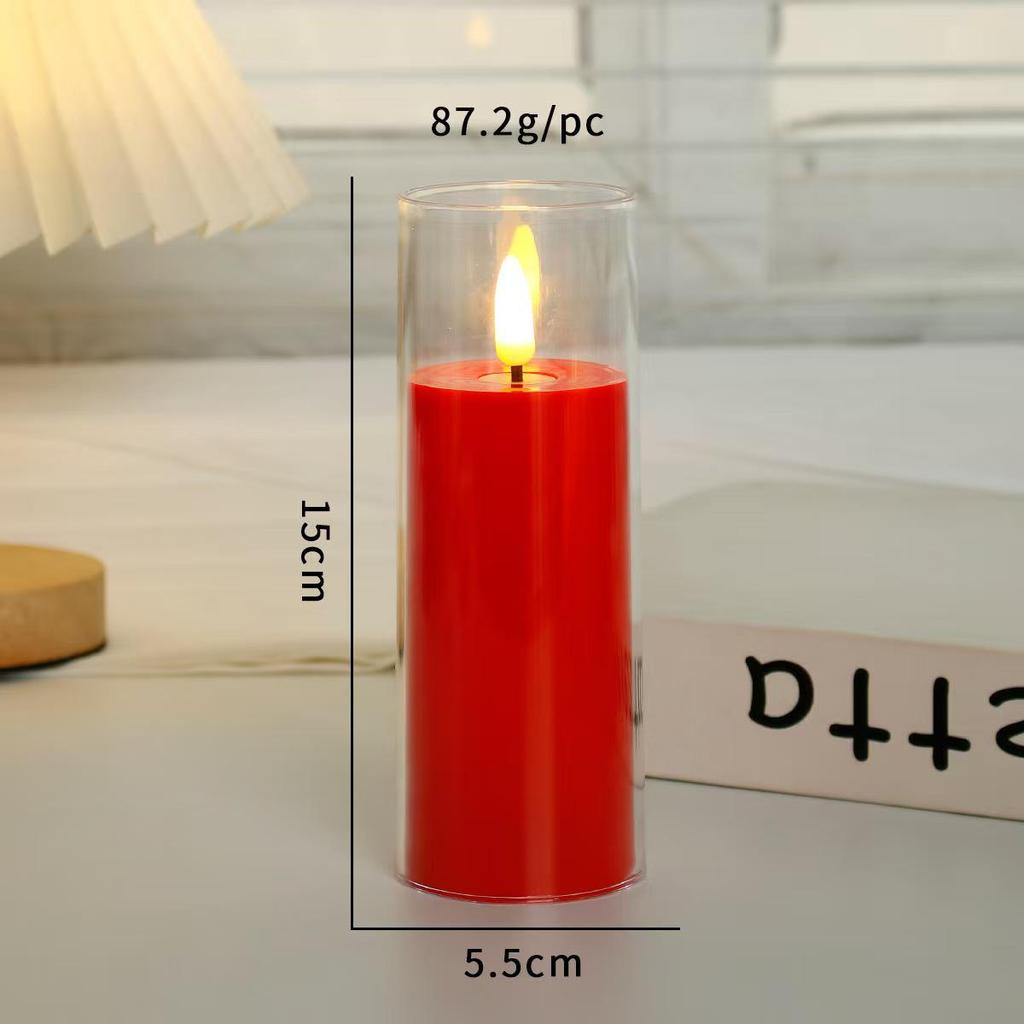 LED Electronic Candle Light Strip with Transparent Lampshade for Bar, Restaurant, KTV, Party, and Outdoor Camping Decor.