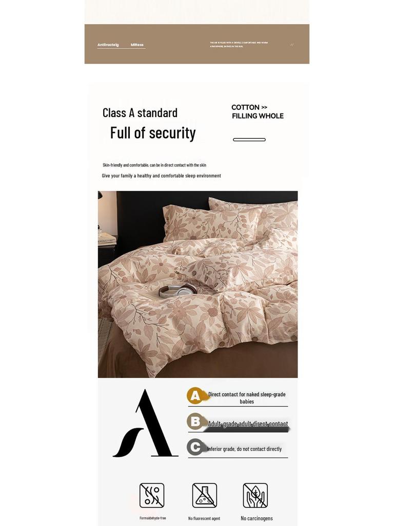 Pastoral A-Class Cotton Linen Buttoned Bedding Set: High-End, Skin-Friendly, Comfortable.