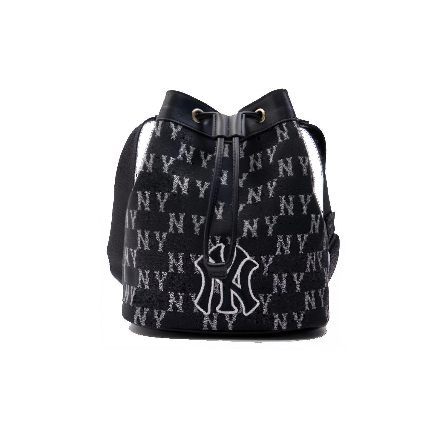 

MLB Classic Floral Letter Print Drawstring Canvas Bucket Bag Women Bags Black 7ACRM063N-50BKS Small