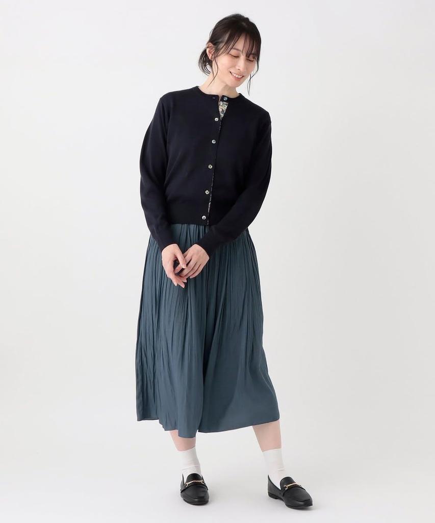 Afternoon Tea Living Sweater JK72 Covered Button Cardigan/Liberty Print, Medium, Navy