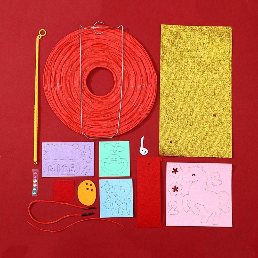 Cartoon Chinese New Year Lanterns Paper Traditional LED Glowing Lantern Blessing Handmade Spring Festival Lanterns