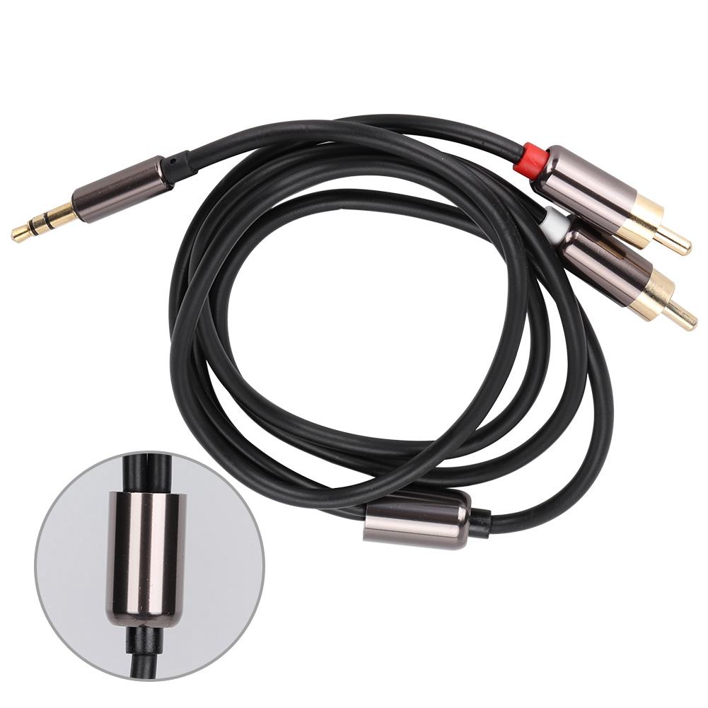 1m High Quality 3.5mm Male To 2 RCA Male Audio Adapter Cable Y Splitter Aux Cord Line (Black)