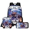 3Pcs Set School Backpack With Front Pocket & Crossbody Bag & Pencil Bag,Cartoon Fortnite For Age 6-10,Lightweight For Boys Girls