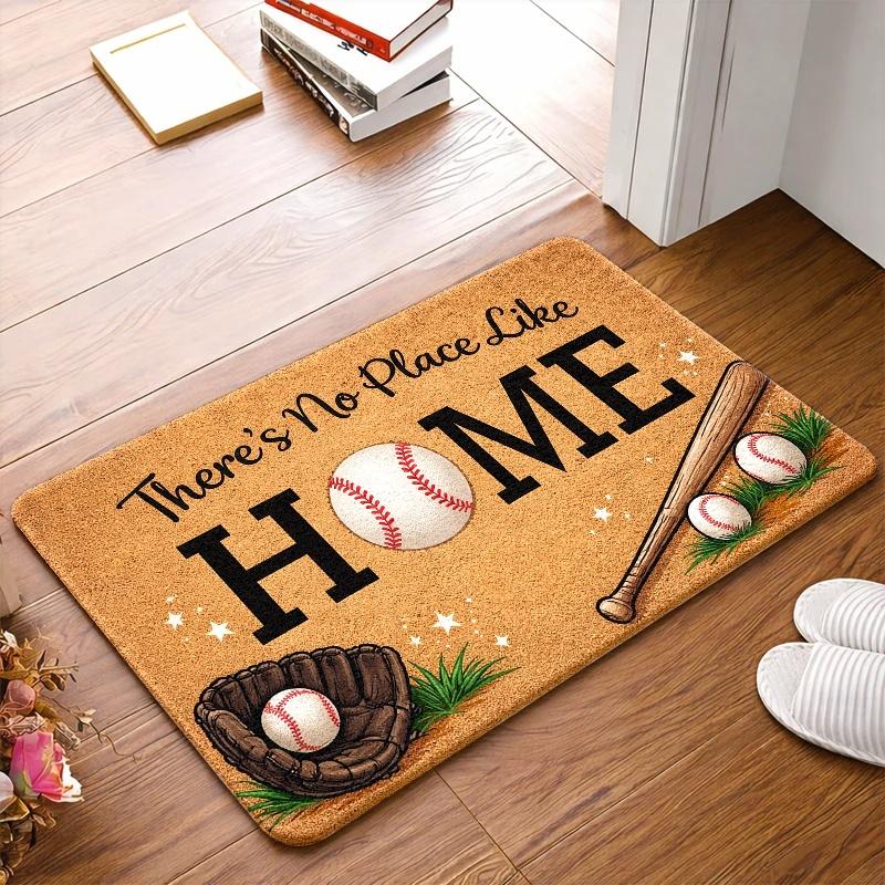 Baseball Theme Doormat Entrance Mat Sport Fan Decor Rug for Front Door Utility Indoor Outdoor Utility Mat 40x60cm