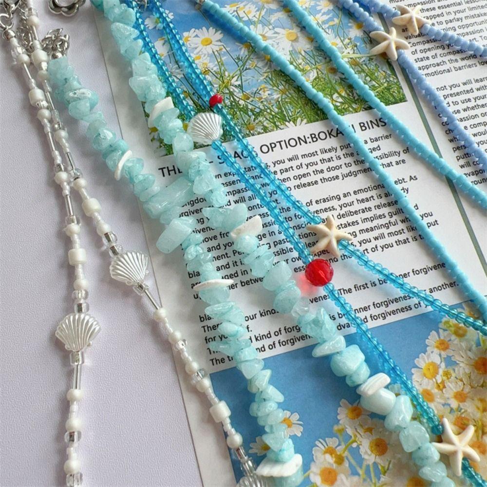 

Shell Conch Shell Necklace Boho Style Bohemia Beads Chain Choker Vacation style B