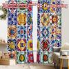 2pcs, 2D FLAT PRINTING Curtains (Without Rod) Colorful Tiles Modern Fashionable Curtainments During the Christmas Holiday