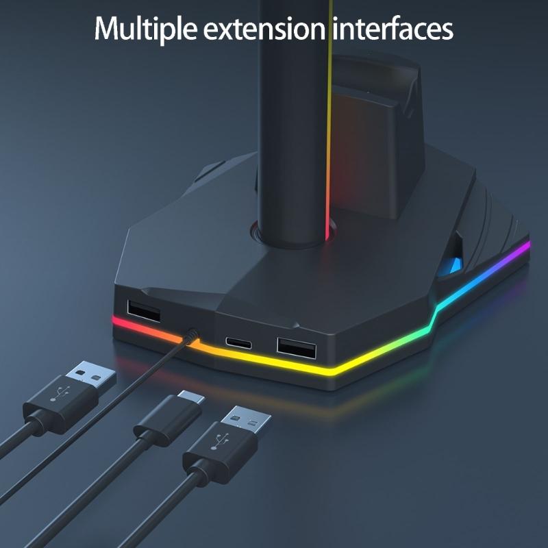 Game Controller Charging Dock Base With Led Lighting And Headphone Holder For P5 Organized Gaming Setups