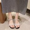 Fashion Summer Crystal Sandals High Heel Women's Shoes Off White Women's Slippers New Square Heel Transparent Belt Heel Sandals