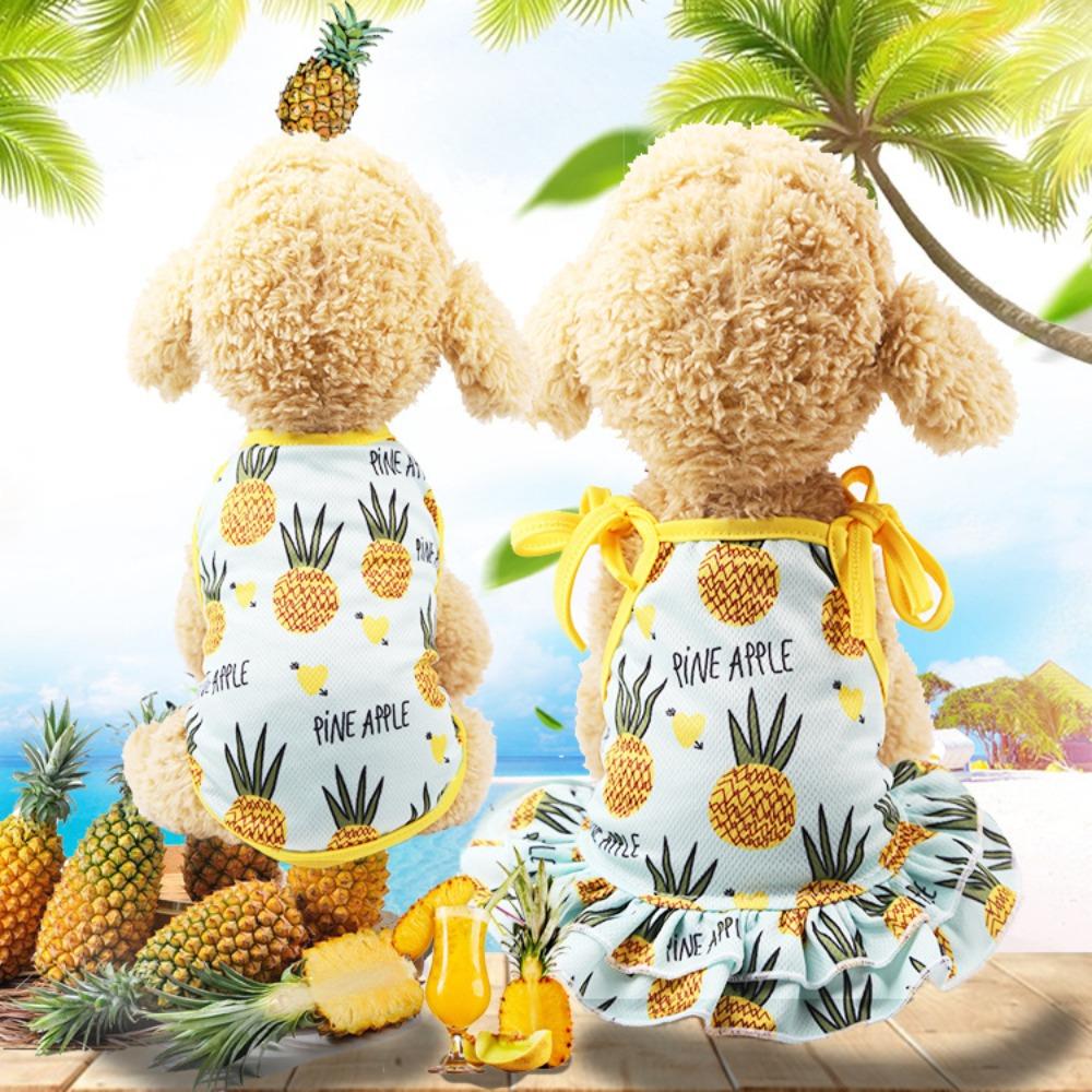Pet Fruit Strawberry Banana Print VIP Teddy Puppy Dog Clothes Cat Skirt Dog Vest Cat Supplies