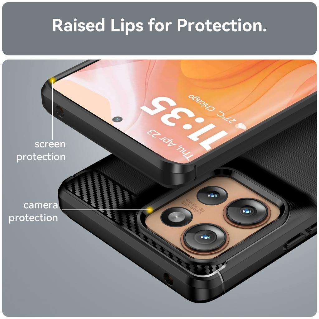 For Motorola Edge 50 5G Case with Screen Film WANLONFENG LS Series Big Lens Hole Brushed Texture TPU Phone Cover