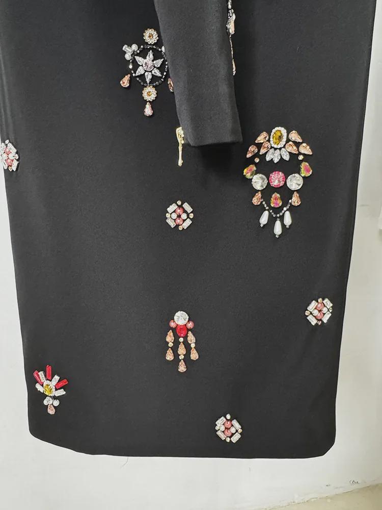 2025 Promi-Mode Perlenbesetztes Diamant-Top & Langer Rock Zweiteiler