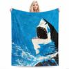 Shark Ocean Design Blue Splash Flannel Blanket for Bedroom, Living Room, Sofa, and Nap