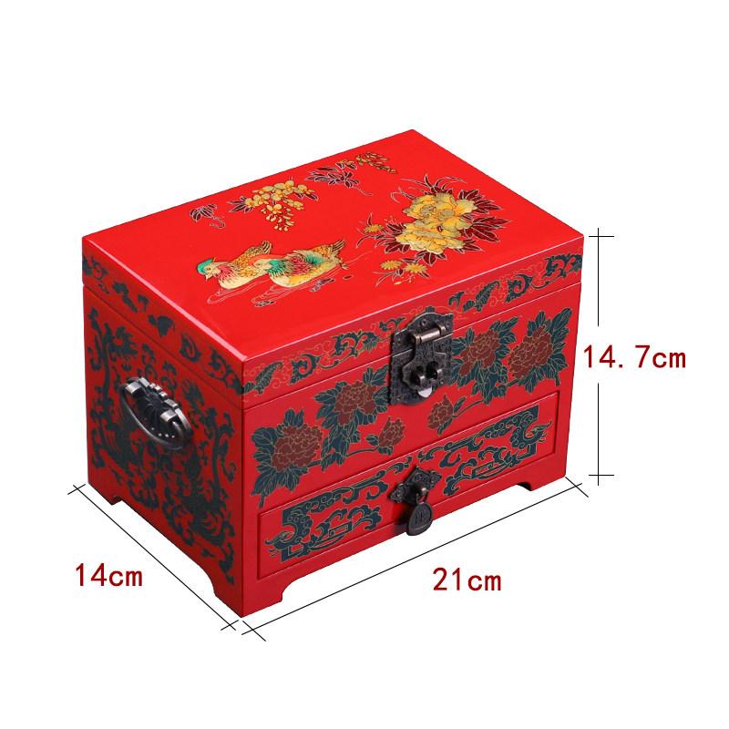 Elegant Large Capacity Jewelry Box Vintage Makeup Case Chinese Wedding Gift Hand Painted Lacquer