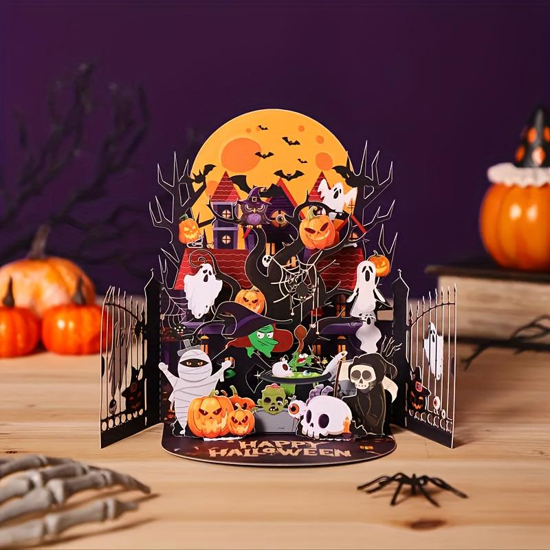 Handmade Halloween 3D Greeting Card, Party Invitation Letter, No Assembly Required, Suitable for Halloween Decoration