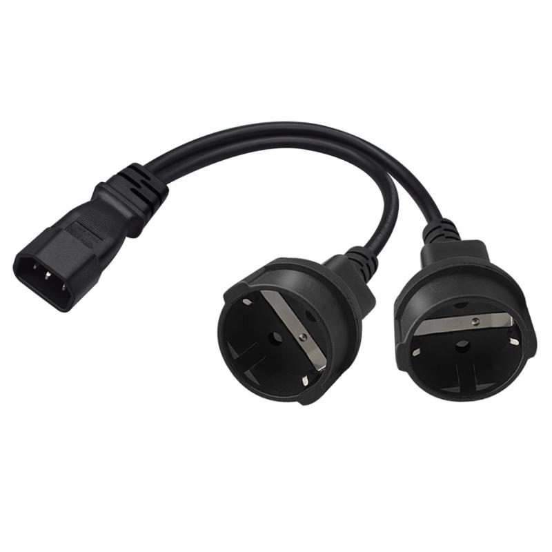 

3-Prong C14 to Dual EU4.8mm Connector Adapter Cord Male Plug to Female Socket Converter Wire Y-splitter Power Line 1