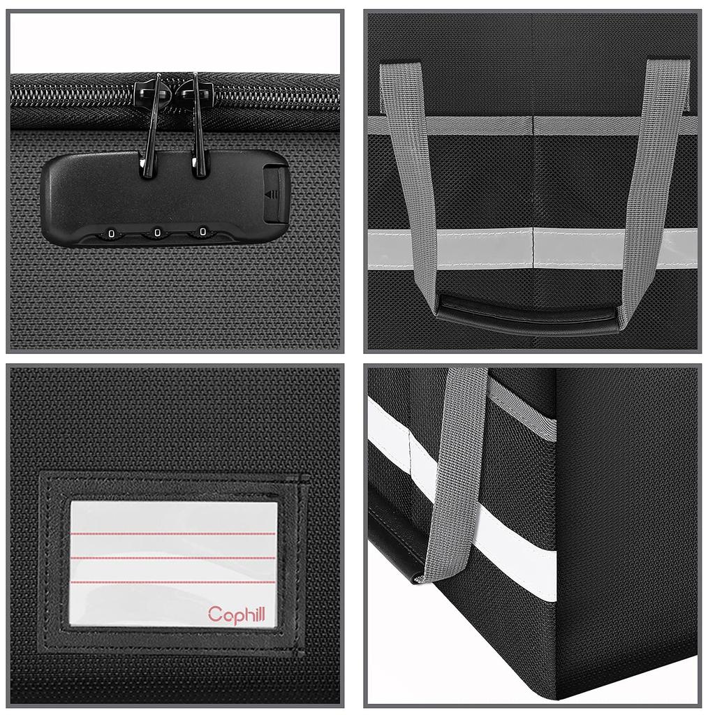 Caphill Fireproof Document Storage Box with Emergency Document Storage File Simple Valuables Hanging Black Lock, Waterproof, Supplies, Case, Box,