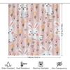Adorable Pink Rabbit Flower Print Shower Curtain Set For Bathroom Decor 180Cm Waterproof Fabric Shower Panel Curtains Home Decor