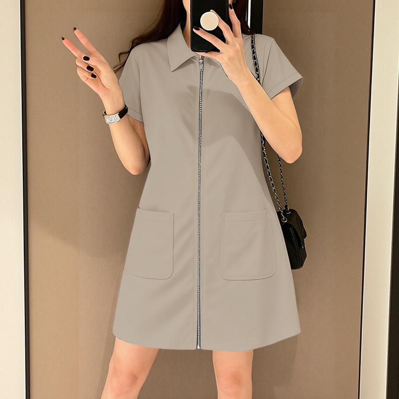 

ZANZEA Women Summer Turn Down Collar Casual Short Sleeve Zipper Dress 2XL