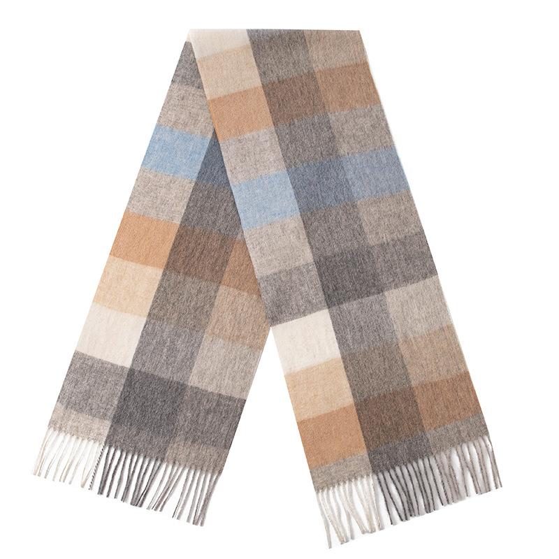 Plaid Wool Scarf for Men and Women High End Autumn and Winter Warm Scarf  Versatile Tassel Lambswool Shawl