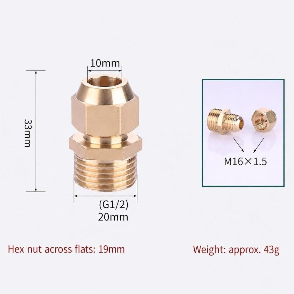 Brass Flare Adapter 1/4" 3/8" 1/2" Male Thread Male Thread Connector  Refrigerant Line Connection