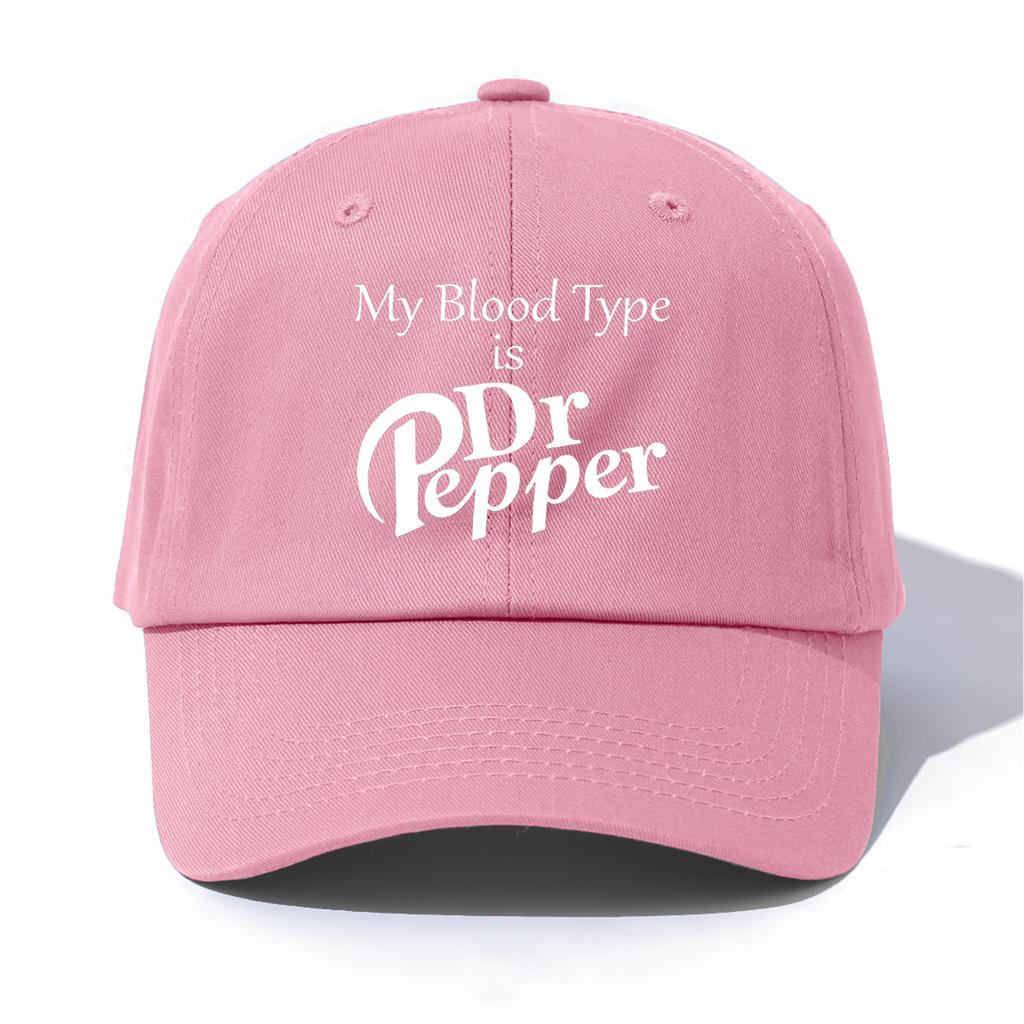 1pc MY BLOOD TYPE S DrPepper Print Baseball Cap for AdultsMinimalist Retro Style Casual Soft Adjustable Dad HatPerfect As Gift