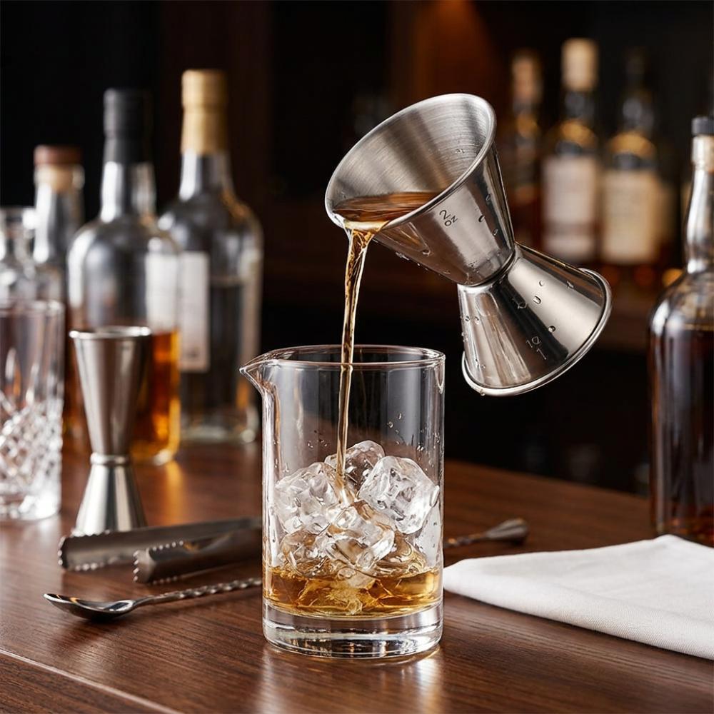 Mirror Glossy Finish Double Head Measuring Cup Stainless Steel Jigger Bartender