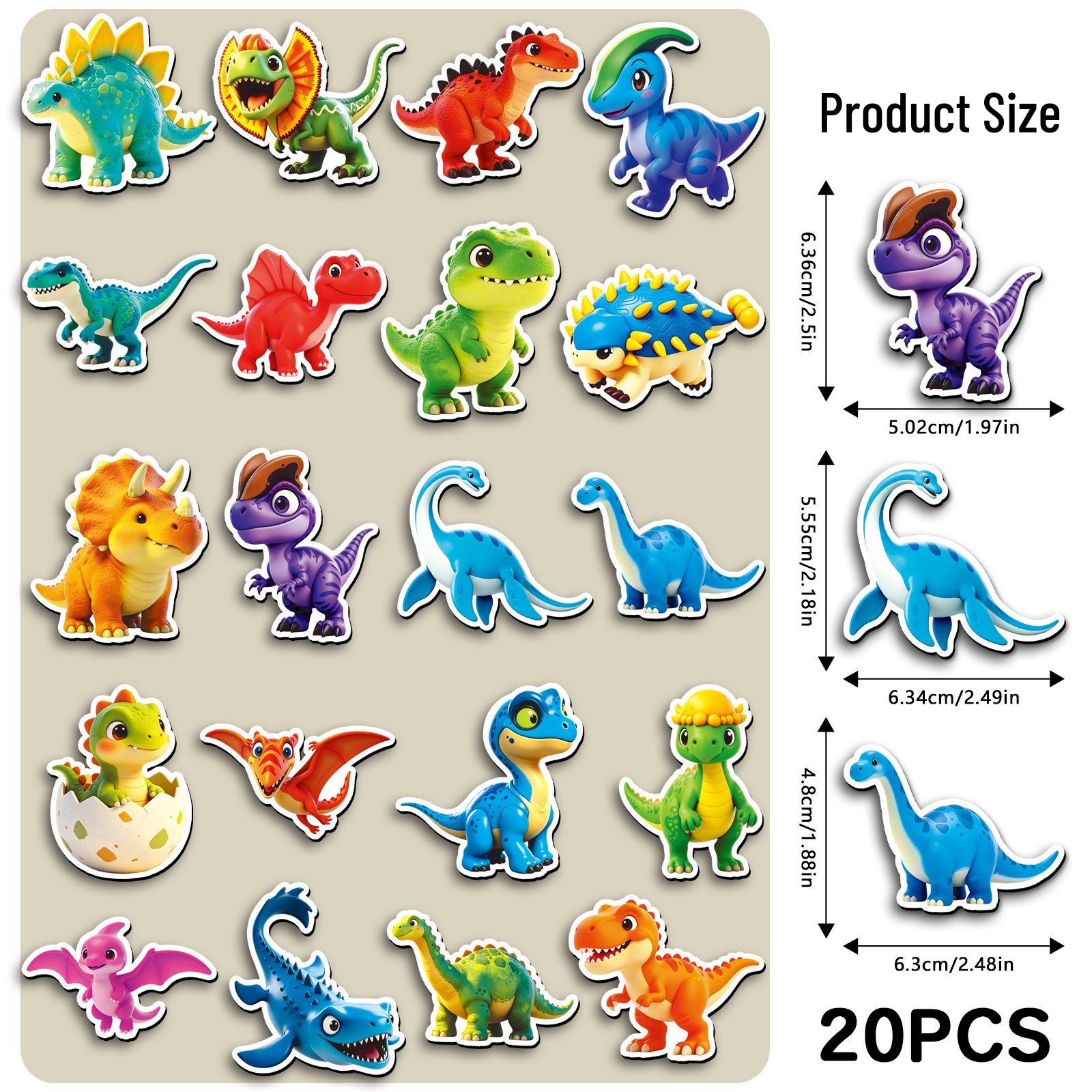 20pcs Original 3D Dinosaur Decorative Soft Magnetic Stickers for Laptops and Refrigerators 5.5-8.5 cm