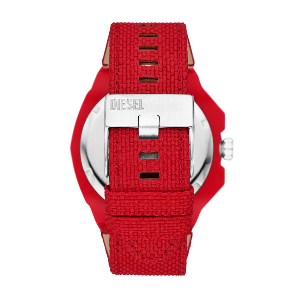 Diesel Framed 3-Hand Solar Power Red rPET Watch DZ462, red, 51mm