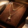 925 Silver Plated Gold Fashion Small Fresh Zircon Pendant Necklace Birthday Party Anniversary Gift