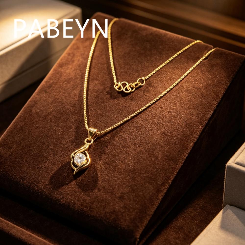 925 Silver Plated Gold Fashion Small Fresh Zircon Pendant Necklace Birthday Party Anniversary Gift