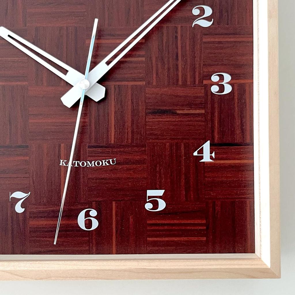 KATOMOKU Muku Square Clock Wood Maple Wall Clock with Continuous Second Hand km-144HM (Quartz Clock)