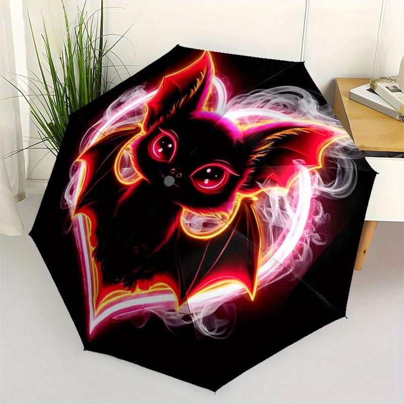 1pc Neon Bat Automatic Open/close Umbrella, 8-Rib sturdy structure, Portable Travel Umbrella, Parties, Everyday Use, 13193