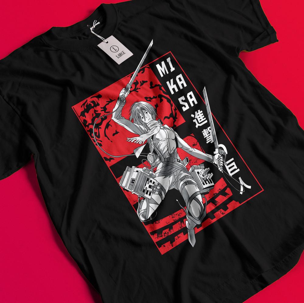 Attack On Titan Shirt Eren Mikasa Tshirt Levi T-Shirt AOT Erwin Hange Armin Tee AA30