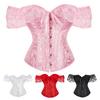 Women Shapewear Floral Lace Off Shoulder Corset Bodyshaper Top Boned Overbust Corset Breathable Waist Trainer with Adjustable Buckles