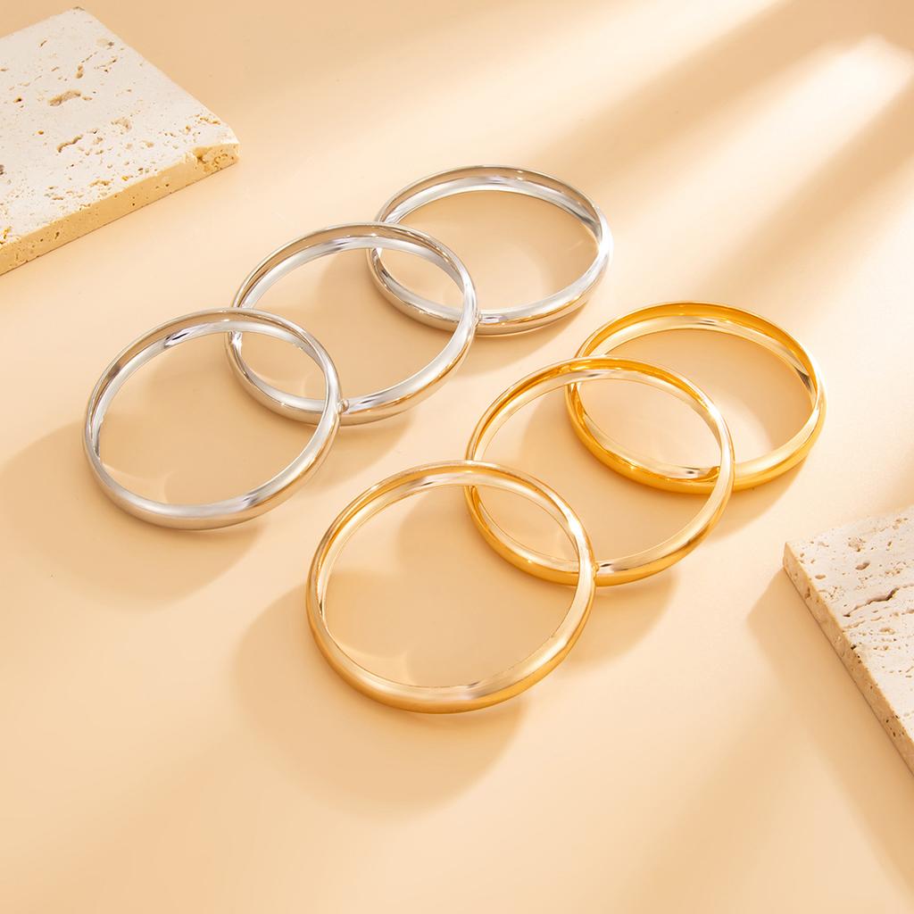 Punk Style Metal Texture Glossy Bracelet Bracelet Fashion Mixed Color Geometric Round Bracelet