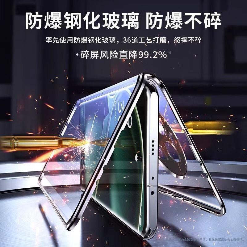 360 Full Case For Oppo Reno 13F 5G Case Double Sided Magnetic Adsorption Metal Tempering Glass Protection Cover For Reno13 FS 4G