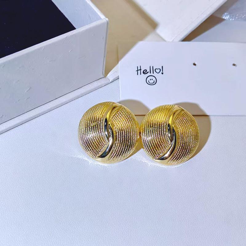 Exaggerated Striped Metal Stud Earrings for Women