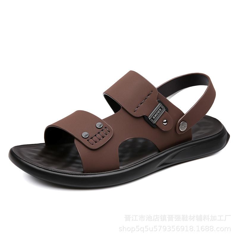 Sandals Men's Leather Casual Sports Beach Slippers Summer New Trend Soft-soled Dual-purpose Slippers Non-slip Sandals