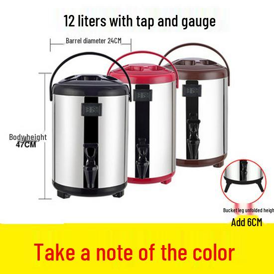 Commercial Stainless Steel Insulated Double-Layer Bucket for Milk Tea & Soy Milk, Large Capacity 