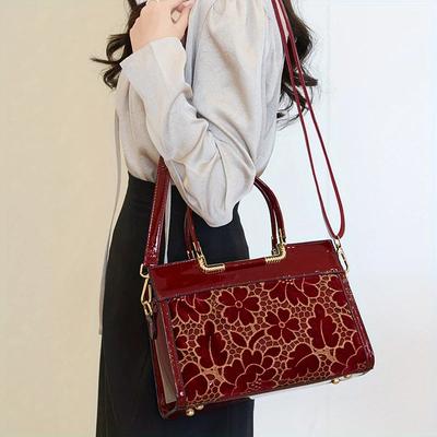 Vyšívaný dárek pro maminku svatební taška taška přes rameno crossbody taška květinový vzor ručně vyráběná kožená dámská taška