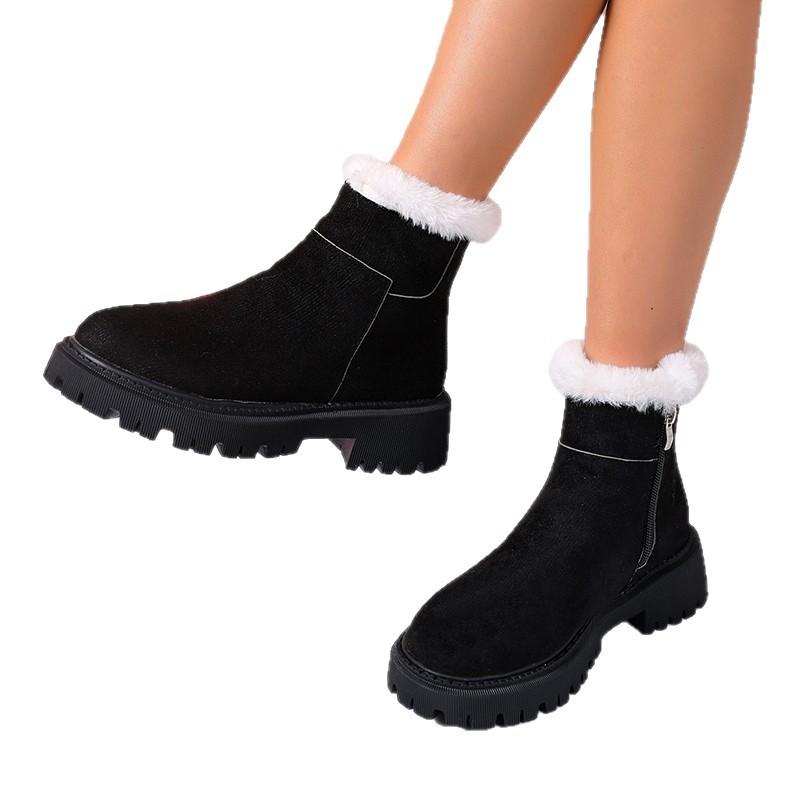 2025 Autumn and Winter New Thick-soled Thick-heeled Short Boots Belt Buckle Cowhide Fashion Snow Boots To Keep Warm