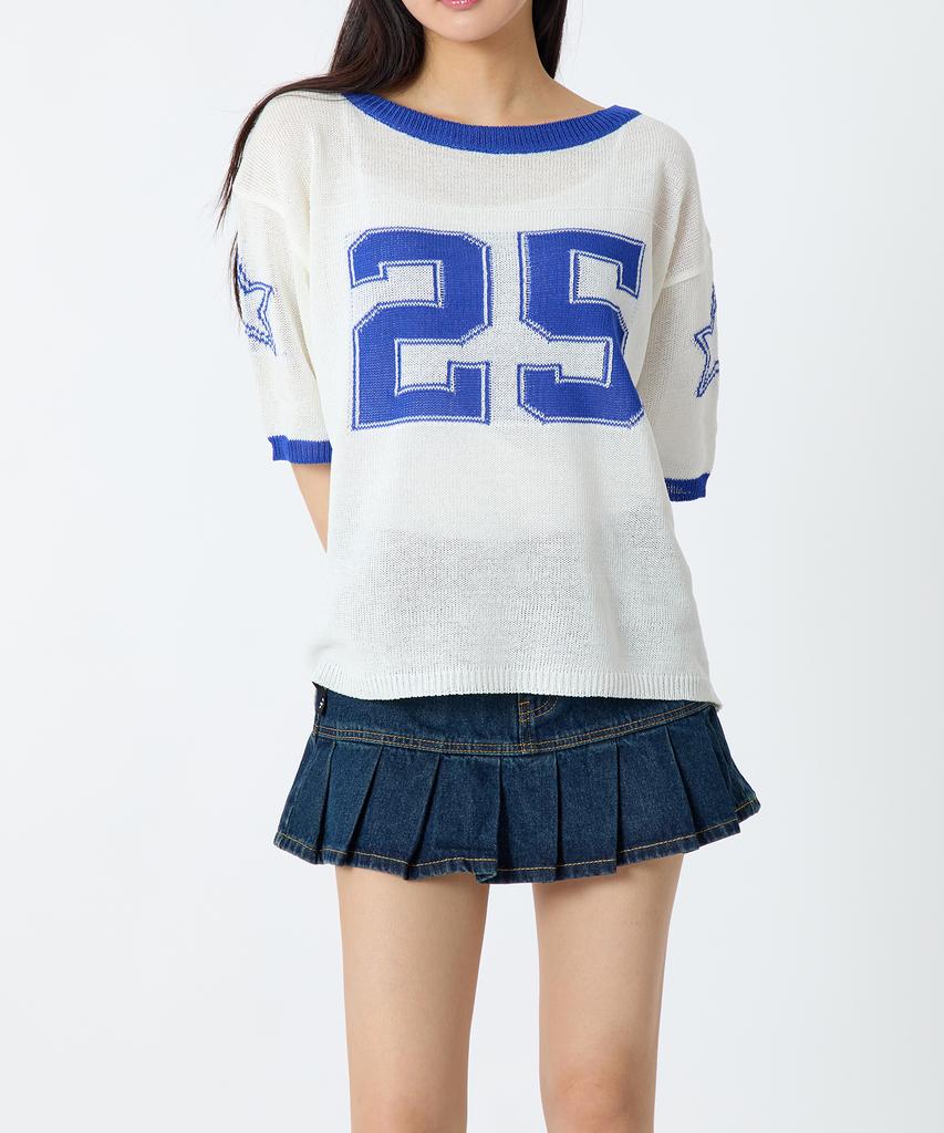 ANDTHEOTHER Pleated Denim Mini Skirt Blue