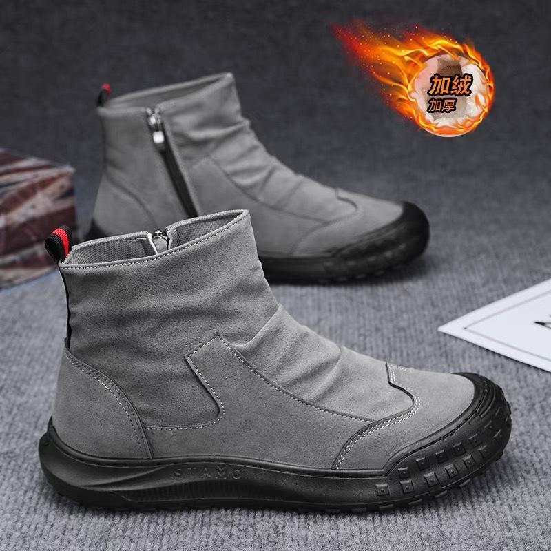 

Fleece boots autumn and winter new casual high-top shoes dirt-resistant warm Martin boots retro suede boots 44