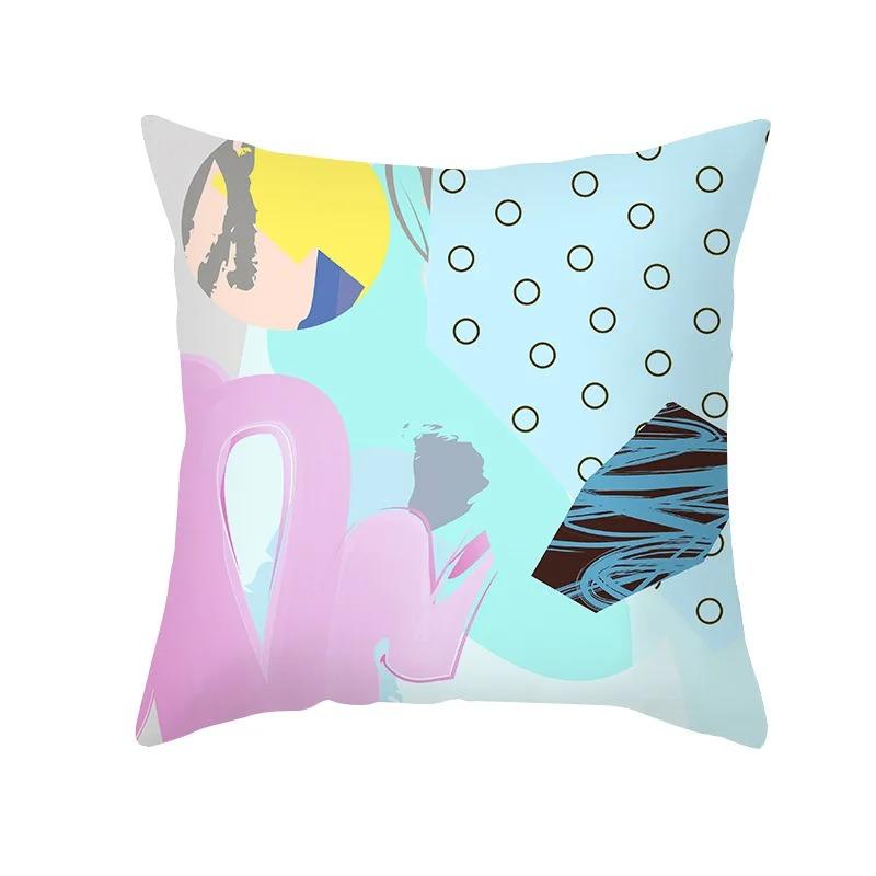 

Чехол на подушку для дивана в гостиную автомобиля, роскошный домашний декор, наволочка, абстрактные растения, цветы, красочный геометрический узор 40x40cm