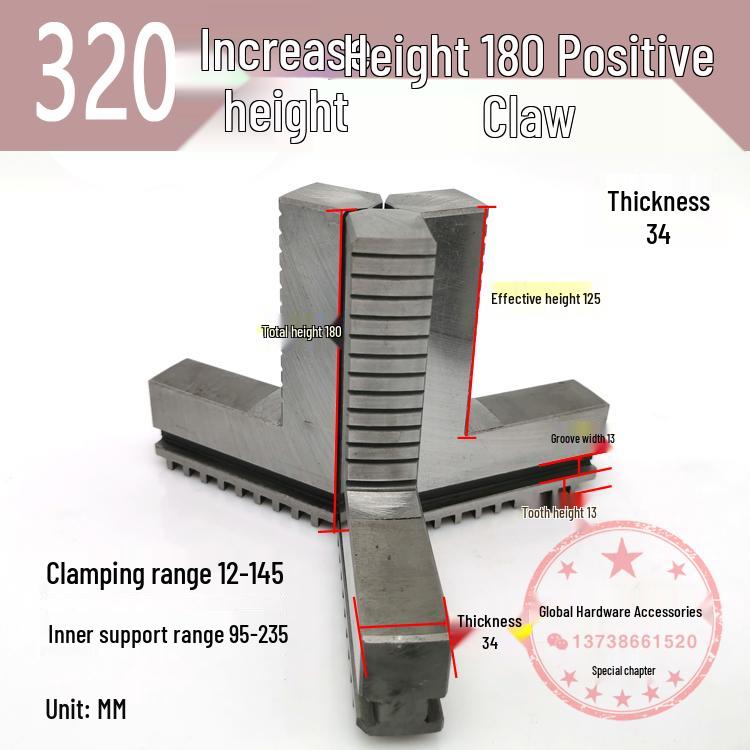 250mm & 500mm Extended Three-Jaw Chuck with Adjustable Jaws