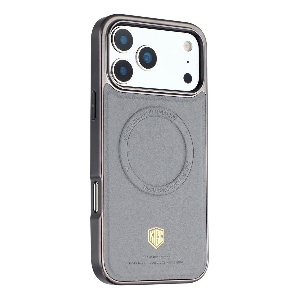 KIGC For iPhone 17 Pro Case Compatible with MagSafe PC + TPU + PU Electroplating Phone Cover
