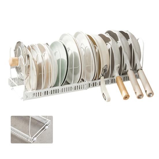 Organiseur De Couvercles Réglable En Acier Inox - Range 3 à 6 Couvercles Dans L’armoire, Longueur Extensible 57,5 Cm - Gain De Place, Antirouille